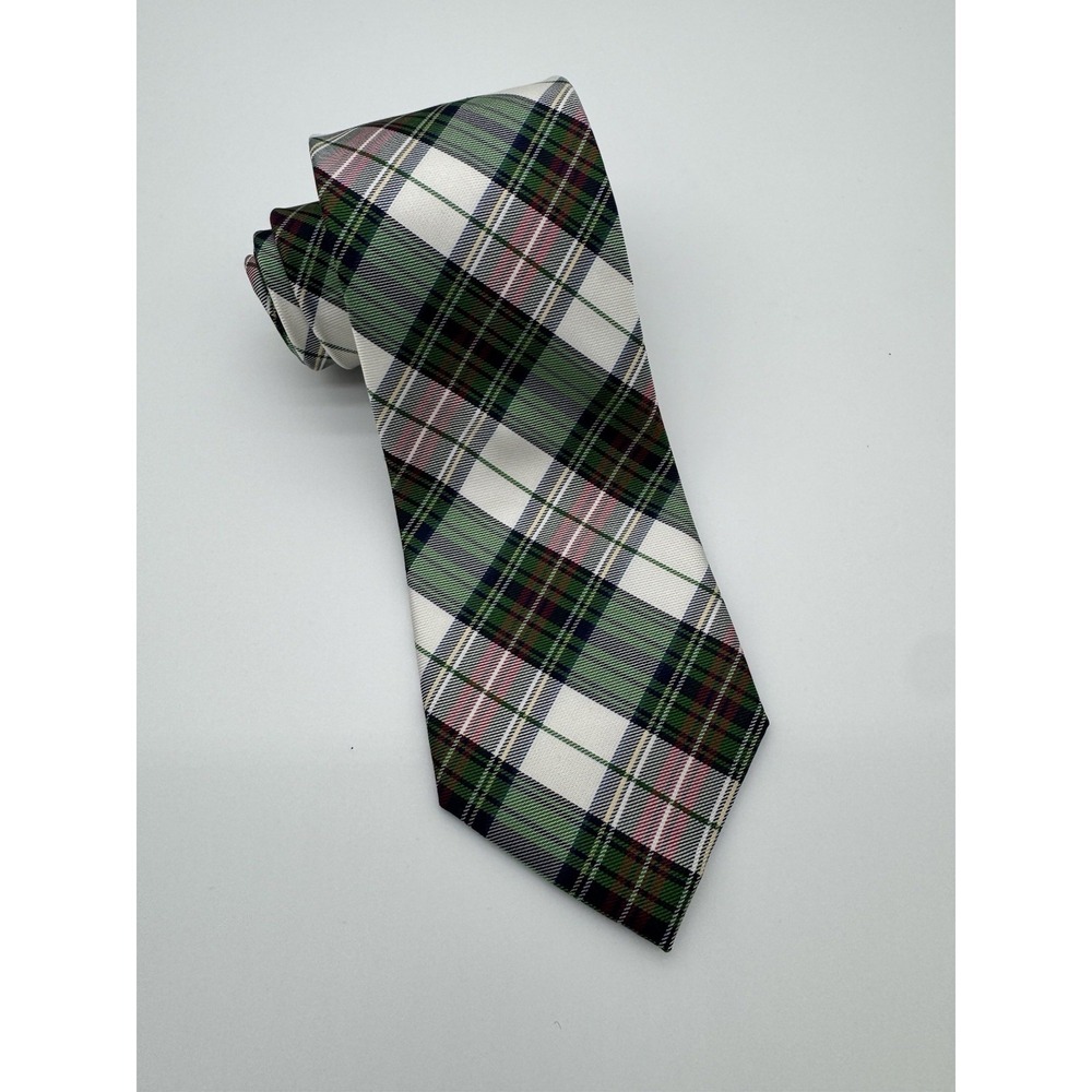Chaps Tie Green Plaid Tartan‎ 100% Silk Classic Mens Neck Tie